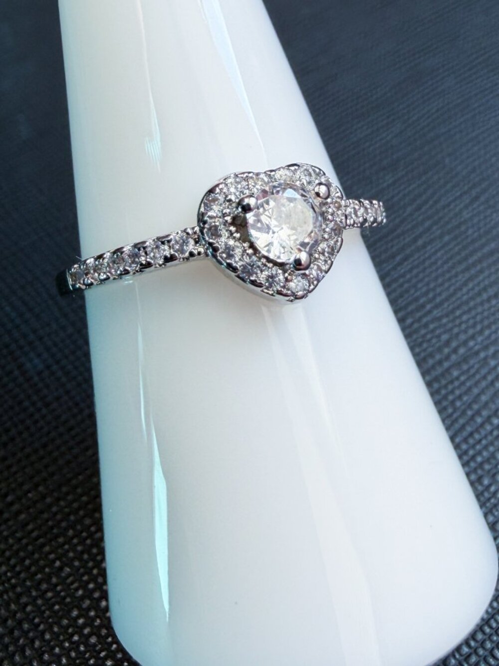 Size 8 Heart Shape Ring Cubic Zirconia